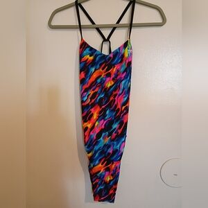 TYR Women's Black and Multicolor Performance Swimsuit Sz M 8/10